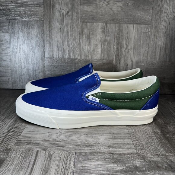 Vans Classic Slip On Men's size 12 Blue Green Canvas Skate Shoes - Picture 2 of 8